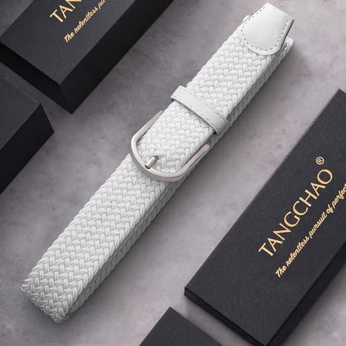 Elastische gevlochten riem, gemaakt in Frankrijk, elastische riem voor vrouwen en mannen, rekbaar met zachte stof, 105 cm - Collab Pierrot x verticaal, Bruin, Eén maat
