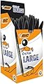 BIC Nere Penne a Sfera, Cristal Large , Ottimi per la Scuola, con Punta Ampia (1.6 mm), Confezione da 50, Fornitura per Scrivere in Ufficio e a Casa