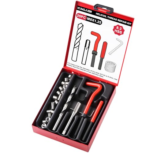 KUNGJUER Helicoil Metric Thread Repair Insert Kit M8x1.25mm Rethreading