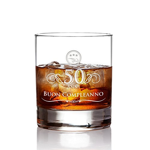 AMAVEL Tumbler da Whisky in Vetro con Incisione - 50 Anni - Buon...