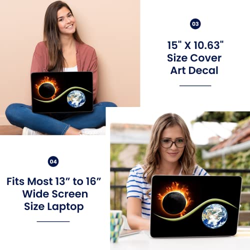 Image of LSS 15 15.6 Inches Laptop Notebook Skin Sticker with 2 Wrist Pads - Reusable Cover Protector Vinyl Sticker Cover Decal Fits 13 inch - 16 inch HP Asus Acer Samsung - Earth Moon Pattern