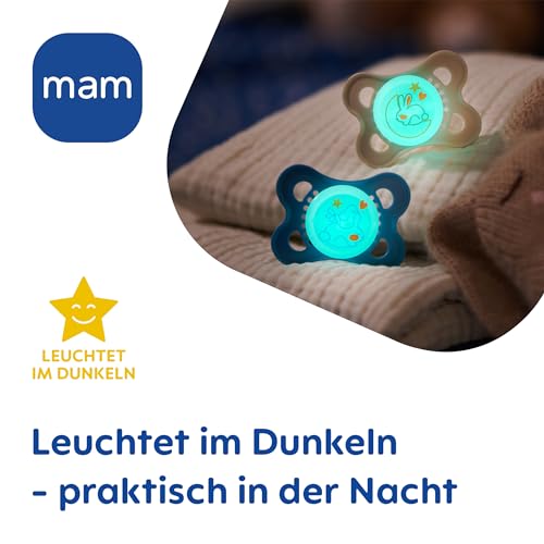 MAM Original Day & Night Matt Schnuller | 0-6 Monate | Schnuller für Neugeborene | 94% Akzeptanz | beugt Zahnfehlstellungen vor | mit Zahnmedizinern entwickelt| SkinSoft Silikon |Fisch/Vogel | 4 Stück