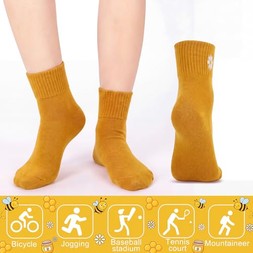 Image of Eurzom 10 Pairs Socks Womens Crew Elastic Ankle Length Cotton Socks Aesthetic Cute Lightweight Low Cut Gifts for Women