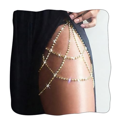 REETAN Leg Jewelry Thigh Rhinstone Body Chain for...