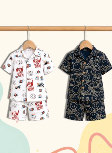 Image of 3BROS Baby Boys & Baby Girls Pure Cotton Clothing Set Casual Half Sleeves Shirt with Shorts Set For Boys & Girls