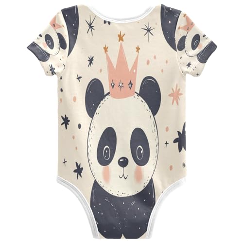 Pigsaly Baby Bodysuits Cute Pandas Crown Stars Newborn Short Sleeve Summer Jumpsuit Boy Girl 3M2