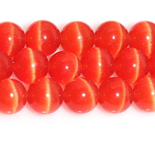 Gem-Inside Cat Eye Gemstone Loose Beads 10Mm Round Light Orange Dyed Energy Stone Power Beads For Jewelry Making 14 Inch #TOP1