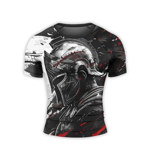 Spartan Warrior Men's Rash Guard Shirts Short Sleeve, Baselayer Compression Shirt for Jiu Jitsu MMA3