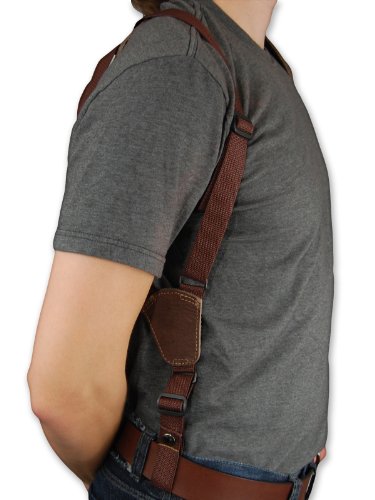 New Barsony Brown Leather Cross Harness Vertical Shoulder Holster For 4" 38 357 44 Revolvers (Ruger Security Six, Right) #TOP6