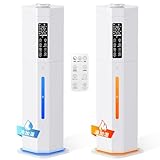 Yutogen 加湿器 大容量 タワー式 9L 【加熱ミスト＆最長45H連続運転可能】 加熱式 超音波式 ハイブリッド式加湿器 最大加湿量450ml/h 多重除菌 空気浄化 アロマ対応 上から給水 1～24時間切タイマー 静音 ミスト量3段階調節 恒湿機能 UV除菌 乾燥対策 保湿 お手入れ簡単 チャイルドロック機能 事務所/病院/美容院/家庭用 水漏れ防止 空焚き防止 リモコン付き ホワイト