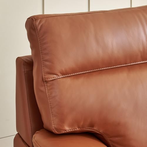 Image of Home Centre | Aprilla NXT Half Leather 1-Seater Sofa | Sofa for Living Room | Solid Wood | Tan | 1 Year Warranty