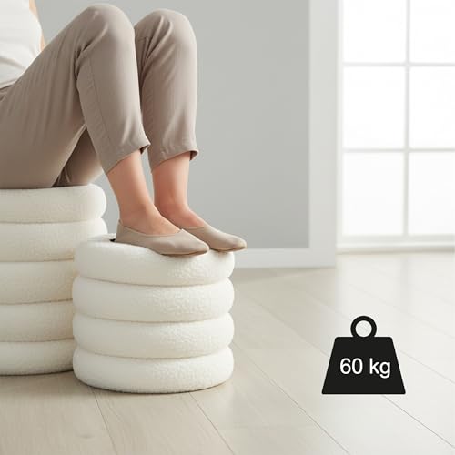 Taburete de almacenaje blanco rectangular estilo escandinavo con puf contenedor boho 7