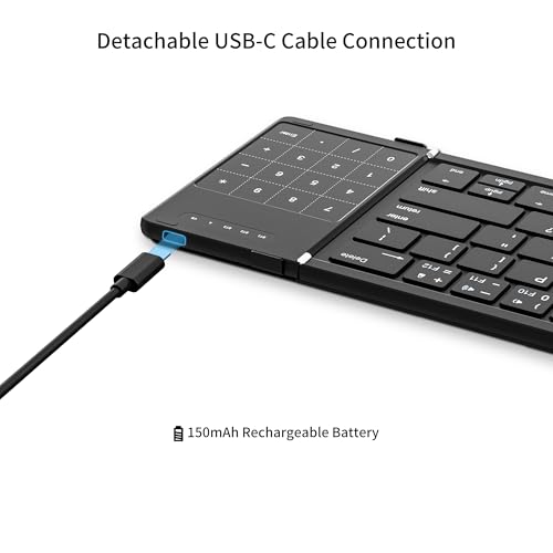Foldable Bluetooth Keyboard with Touchpad for Various Devices