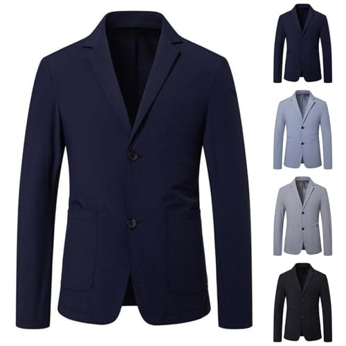 Men's Casual Lapel Collar Blazer Slim Fit Work Suit Jackets Two Button Lightweight Classic Sport Coat with Pockets