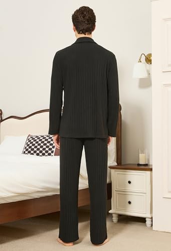 Couples Matching Pajamas Sets, Soft Button Down Pajama Set for Men and Women Long Sleeve Cozy Sleepwear Pjs4