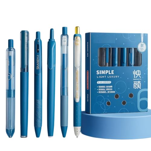 Image of COOFANDY Blue Gel Ink Pen Set 0.5mm Fine Tip - Aesthetic Stuff Retractable Rolling Ball Pen Smooth Writing Office School Journaling Drawing - Simple Light Luxury Stationery Gift