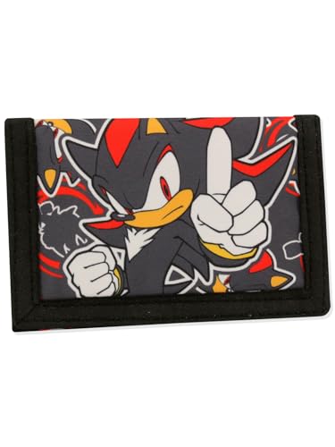 Sonic The Hedgehog Kids Wallet with Shadow - Trifold Character Print with Card Holder and Zipper Cool Boys Coin Purse Accessory Gift for Fans