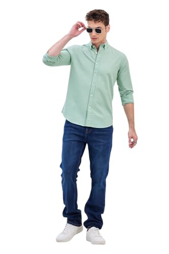 Image of SNITCH Men's Shirts | Slim Fit Cotton-Linen Blend | Classic Button-Down Collar & Full Sleeves | Casual & Formal Wear