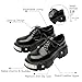 Women's Punk Gothic Platform Derby Shoes Goth Round Toe Genuine Leather Studded Metal Charms Chunky Sole Oxfords Alternative Style for Street Fashion (Black,7)