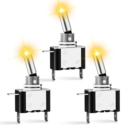 Image of Nilight 3PCS Yellow LED Toggle Switch 12V 20A 3 Pin 2 Position ON Off SPS
