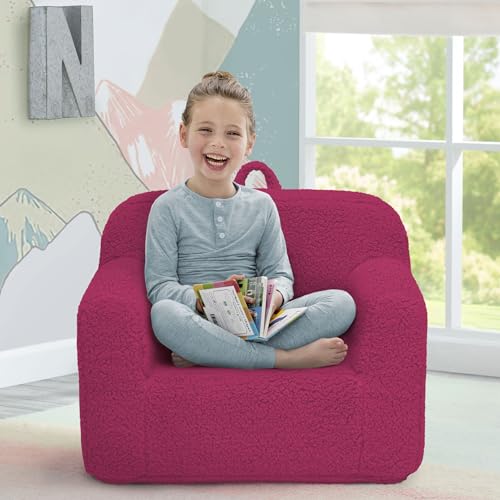 Image of Delta Children Sherpa Cozee Chair - Foam Kids Chair for Ages 18 Months and Up, Hot Pink