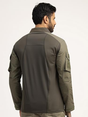 Image of MOUNTMILLER Mens Full Sleeve Ripstop Tactical Polo T-Shirt | UV Protective| Ideal for Hiking & Trekking, Outdoor