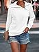 Cuptacc Pullover für Damen Half Zip Langarm Oberteile Herbst Modische Weiß Sweatshirt Damen Ohne Kapuze Weiß, Groß L 42-44