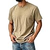 T Shirts UK Distressed Mens Shirt UK Short Sleeve Crew Neck T-Shirt Breathable Tee Plain Relaxed Fit Daily Casual Weekend Out Khaki XXXXXL #1