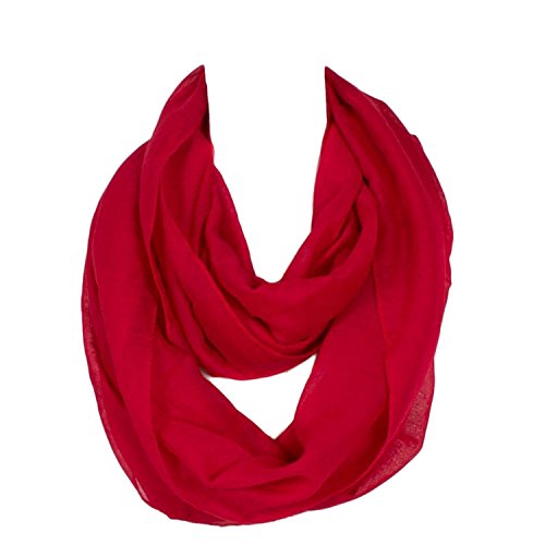 Kingree Fashion Pattern Premium Soft Loop Infinity Scarf Solid Series, Red
