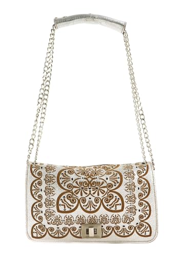 Sac bandoulière Caterina Lucchi Peperomia en cuir argenté haut de gamme