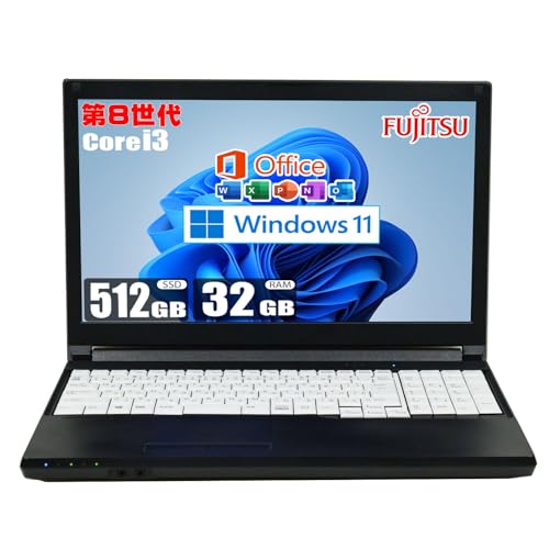 �y�����ςݕi�z ��8���� Core i3 8145U / SSD 512GB / ������ 32GB / MS Office 2019 / Windows 11 / �e���L�[ Wi-Fi Bluetooth HD�t�� 15.6�C���` DVDROM �I�t�B�X 