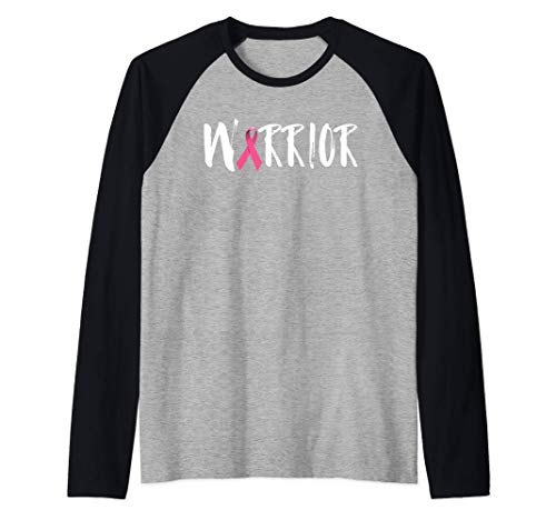 Warrior Pink Ribbon Beat Breast Cancer Fighter Strong Family Manche Raglan