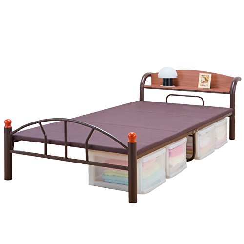 Amazon | ファミリー・ライフ 木製棚付きパイプベッドセミダブル