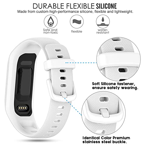 Image of Soft Silicone Bands Compatible with Garmin Vivosmart 5 Straps Replacement Wristbands with Secure Metal Watch Clasp Buckle Bracelet Band Case Cover for Women Men, 3 Pack