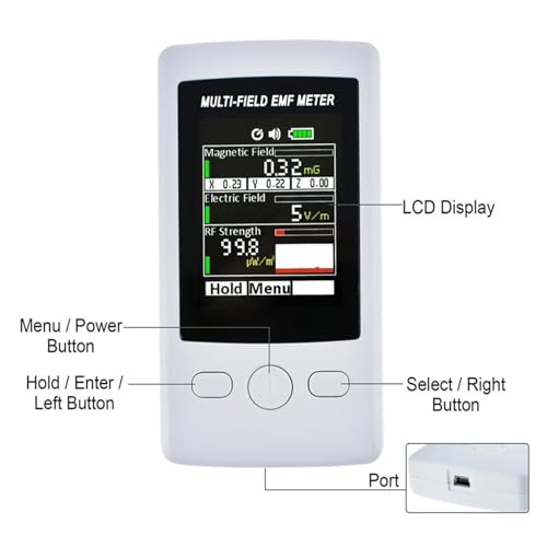 Detector Digital de Campo Eléctrico 3 Ejes NURII Gauss TM-190 miniatura 5