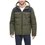 Levi's Men's Performance Hooded Puffer Trucker Jacket (Regular & Big & Tall Sizes), Olive/Black, L