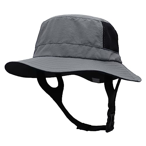 Huakunda - Huakunda Mens Sun Hat UPF50+ Wide Brim Beach Hat Quick-Dry Outdoors Adjustable Chin Strap Bucket Fishing Hats for Surfing Boating (Dark Grey)