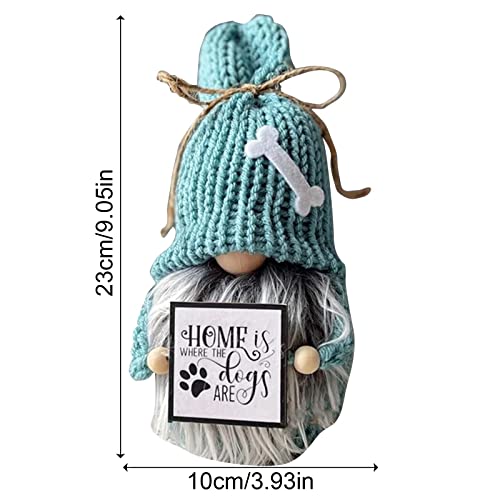RWUDV Dog Gnome Plush Decorations Handmade Swedish Tomte Gnome Home is Where The Dogs are Gnome Blue Stuffed Dog Gnome Knitted Swedish Tomte Gnome Holiday Home Decor Gift for Dog Lover - Image 4