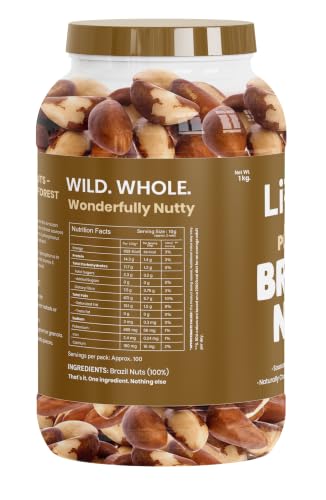 Image of Livyor Brazil Nuts for eating | Rich in Selenium and Antioxidants - 1kg | No Cholesterol | Superfood | High in protein and Healthy fats | Brazil dry fruits | Pack of 1