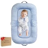 Cococu Baby Lounger Pillow for Newborn, Multi-Use Portable Baby Lounger for Supervised Play & Tummy Time, Foldable Soft Infant Lounger for Home and Travel, Baby Essentials Gift,Blue