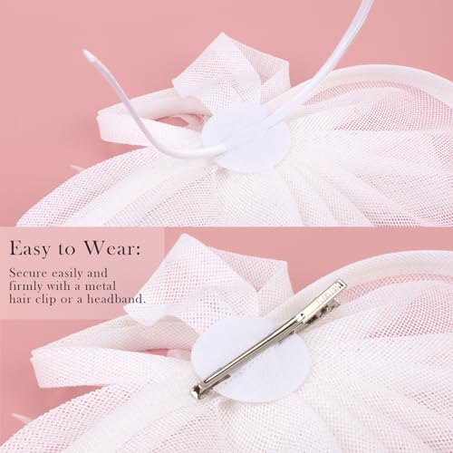 Image of DRESHOW Women Fascinator Hats Tea Party Hat Vintage Pillbox Hat Headband for Cocktail