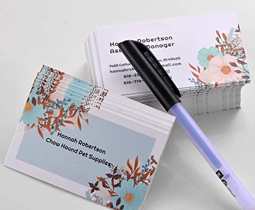 Amerixun Custom Name Card,Business Card,Thick Paper, Standard Size 3.5" x 2",Available Pack of 100,200 and 500 (Floral-2) - Thumbnail 3