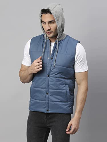 Image of Dennis Lingo Color Block Polyester Regular Fit Full Sleeves Men's Hooded Puffer Jacket with 2 Pockets - Lightweight Casual Winterwear for Men