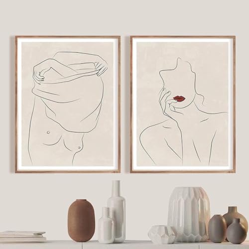 Toile d'art minimaliste nue XINBAO 60x80 cm x 2 décoration murale design sans cadre pour salon