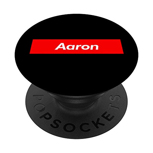 Aaron Name Geschenk Rotes Rechteck Aaron PopSockets PopGrip: Ausziehbarer Sockel und Griff für Handys/Tablets mit Tauschbarem Top