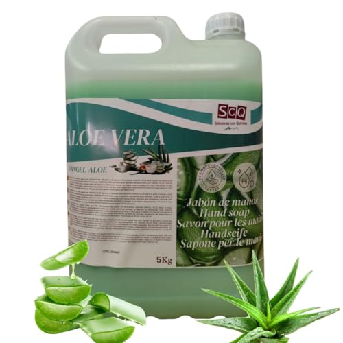 Jabón de Manos Líquido 5L | Jabón Líquido para todo tipo de piel Ph neutro | Aroma aloe vera | Gel para uso diaria limpia y cuida la piel | Con buena espuma.