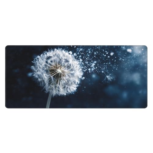 Image of Starry Sky Dandelion Extended Gaming Mouse Pad, with Stitched Edges Large Mouse Pad Desk Protector, Rubber Base Mousepad Keyboard Mouses Mat for Work Game Office Home- 32 inch X 12 inch Inch,E778