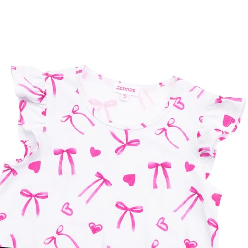 Image of JESKIDS Girls Short Sleeve Shirts Ruffle Tie Front Unicorn /Tie Dye Print Summer Tee Tank Tops 3-11 Years