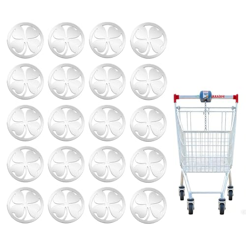 KLINNA Lot de 20 jetons de Caddie avec trèfle à Quatre Feuilles en Acier Inoxydable, jeton de Courses Portable Porte-Bonheur, pièces pour Chariot de supermarché, Accessoires pour Caddies