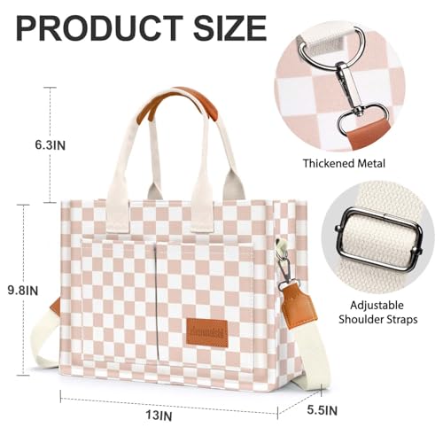 Image of Canvas Tote Bag for Women with Pockets Crossbody Bag Tote Shoulder Handbags Casual Work Bags Everything Tote Bag